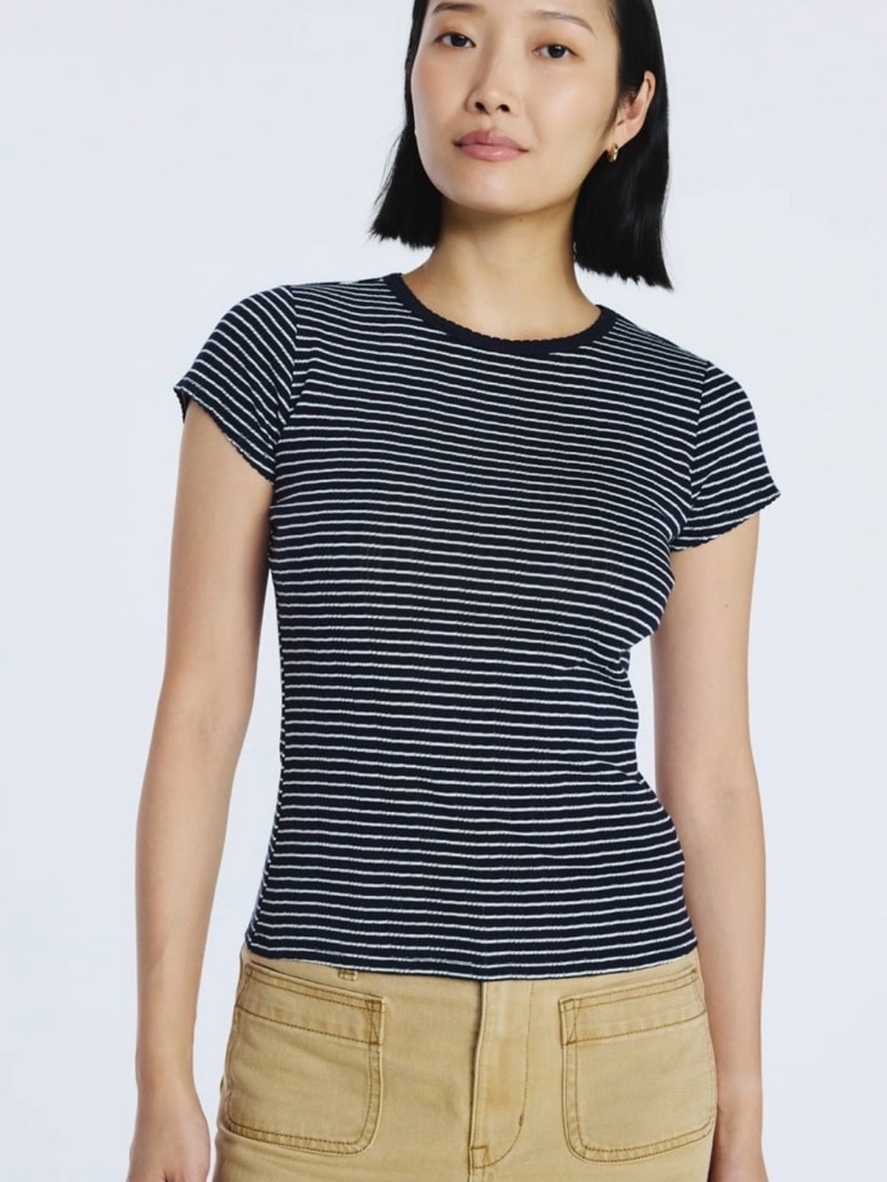 Navy and White Striped Short Sleeve Tee